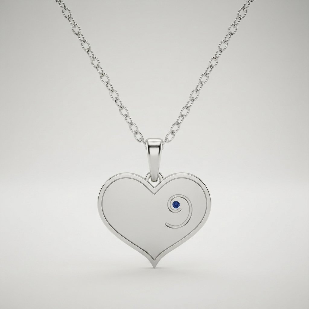 December Birthstone - Silver Heart-Embryo Necklace