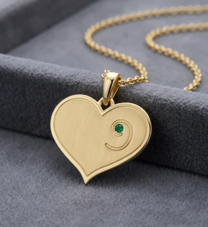 May Birthstone - Gold Heart-Embryo Necklace