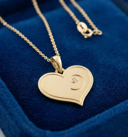 April Birthstone - Gold Heart-Embryo Necklace