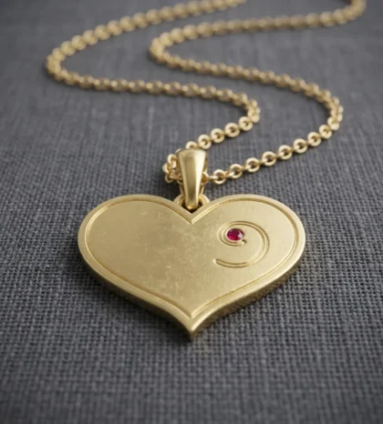 July Birthstone - Gold Heart-Embryo Necklace