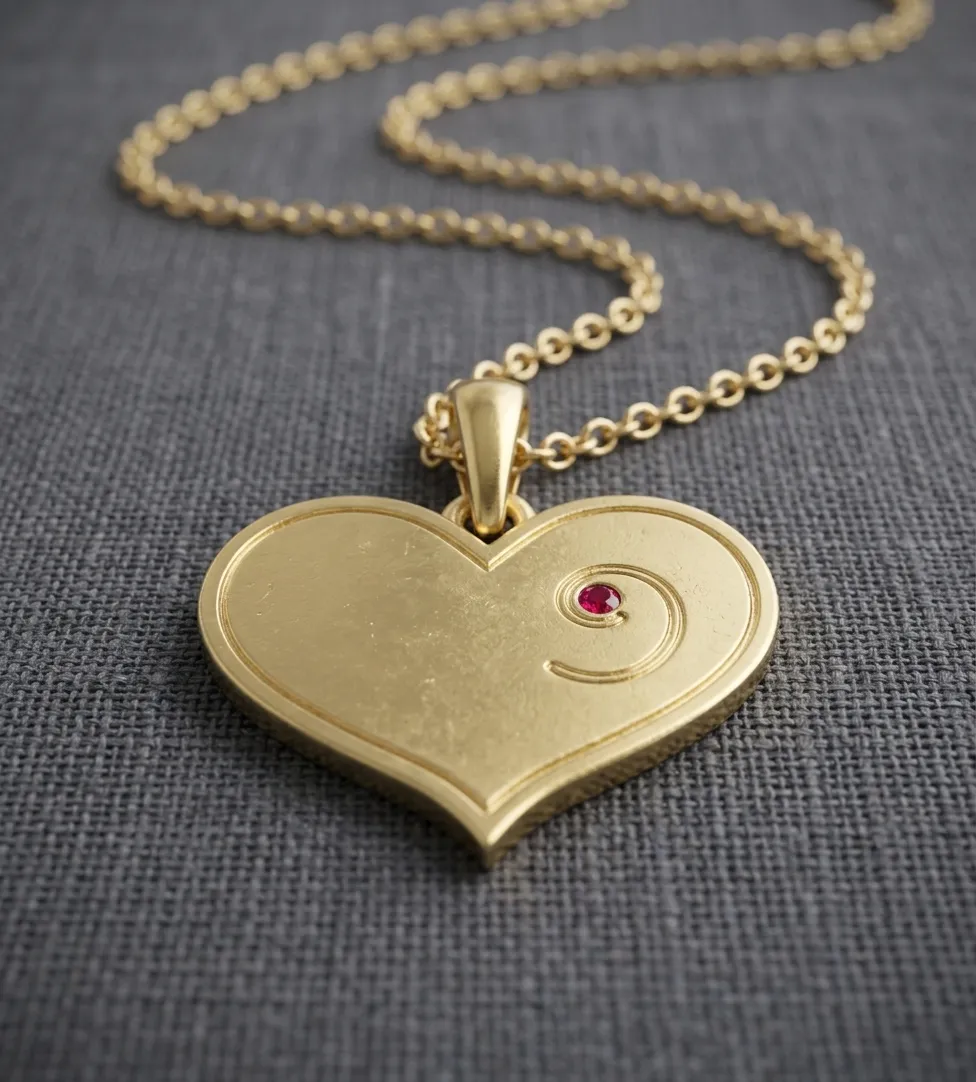 July Birthstone - Gold Heart-Embryo Necklace