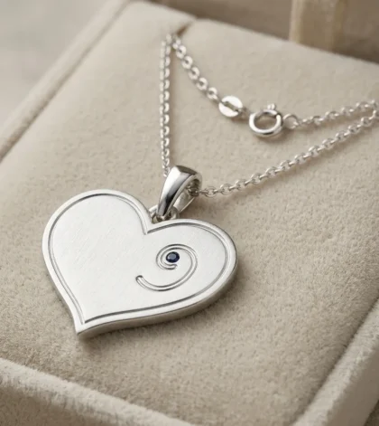 June Birthstone - Silver Heart-Embryo Necklace