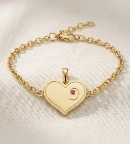 October Birthstone - Gold Heart-Embryo Necklace