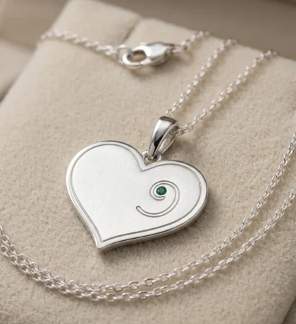 August Birthstone - Silver Heart-Embryo Necklace