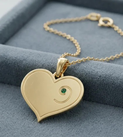 August Birthstone - Gold Heart-Embryo Necklace