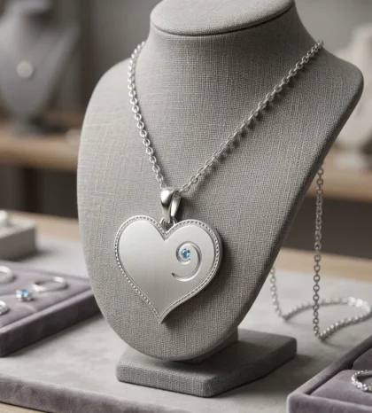 March Birthstone - Silver Heart-Embryo Necklace