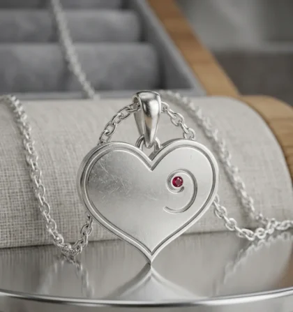 January Birthstone - Silver Heart-Embryo Necklace