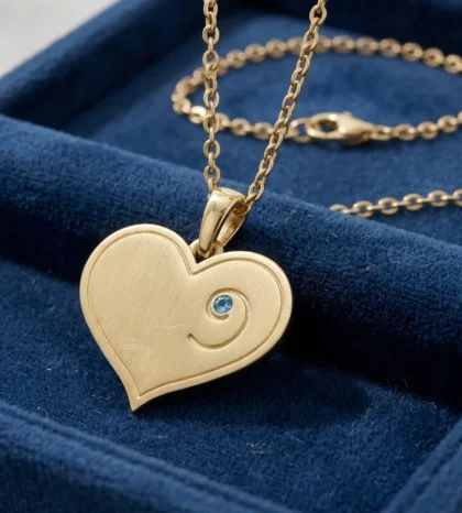 March Birthstone - Gold Heart-Embryo Necklace