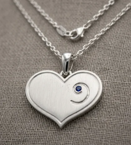 September Birthstone - Silver Heart-Embryo Necklace