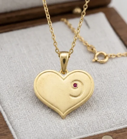 January Birthstone - Gold Heart-Embryo Necklace