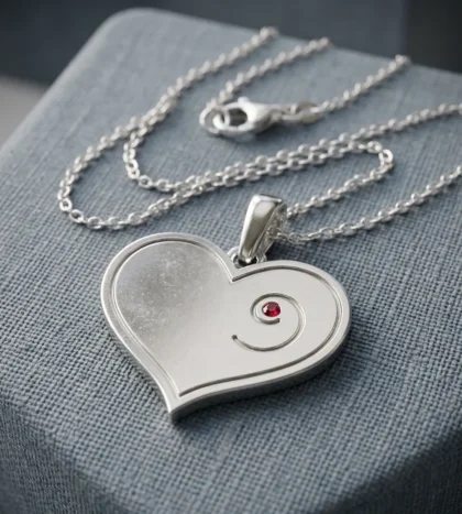 July Birthstone - Silver Heart-Embryo Necklace