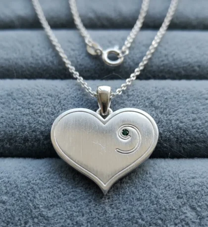 May Birthstone - Silver Heart-Embryo Necklace