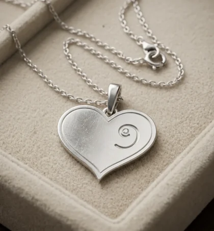 April Birthstone - Silver Heart-Embryo Necklace