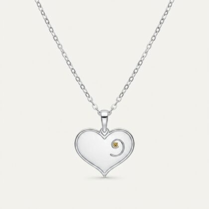 November Birthstone - Silver Heart-Embryo Necklace